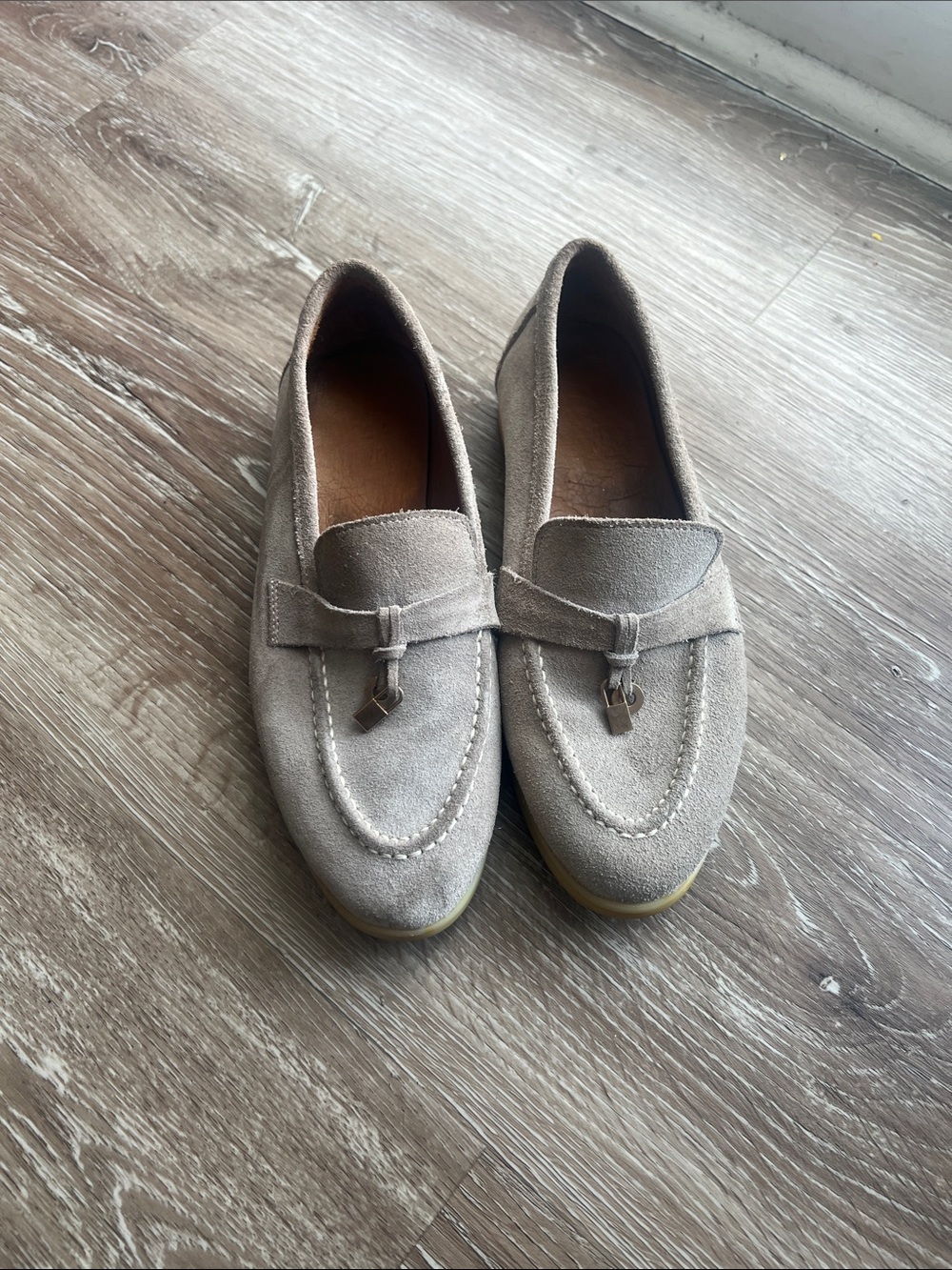 Woman’s Taupe Suede Loafers - Casual Slip-On Style